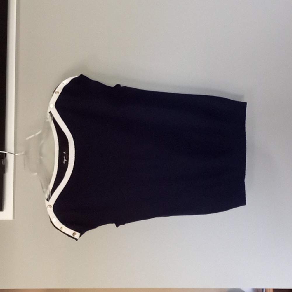 Agnes B, Women's Dress sweater shirt, Size 3, Dark Navy Blue, 100% cotton